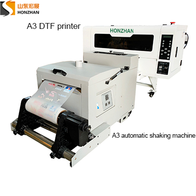  HZ-DTF300D A3 DTF Printer with 2pcs Epson XP600 printheads and Automatic powder shaking machine HZ-S380